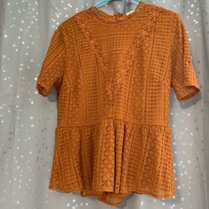Orange Tshirt Lace Zipper Back (PRICE NEGOTIABLE)